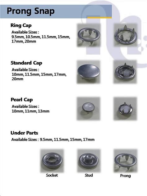 Image result for Snap Fastener Types