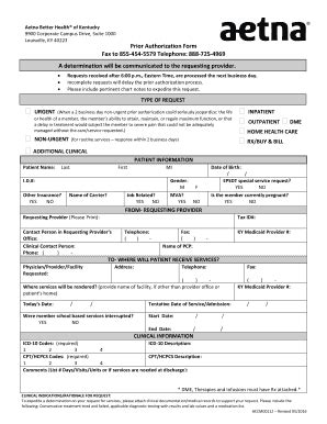 Pre-Authorization Request Form - Aetna Better Health - Fill and Sign ...