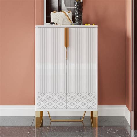 Aro White Modern Shoe Cabinet with Doors Entryway Cabinet for Shoes– MADERA