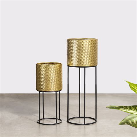 Buy Golden Eclipse Metal Planters-Pair | Dekor Company