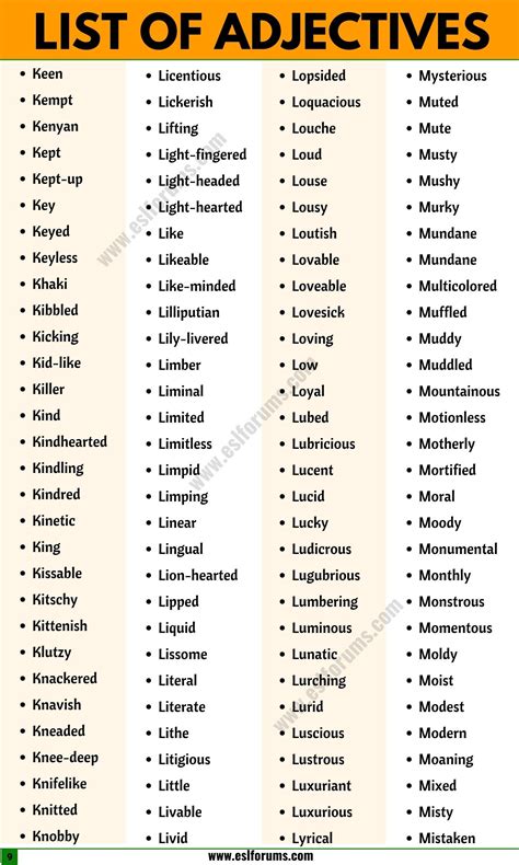 Adjective examples a huge list of 1500 adjectives in english from a to ...