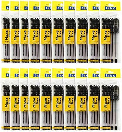 Linc Maxo Fine Ball Pen (0.7 mm, Transparent Body, Black Ink, Pack of ...