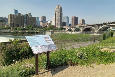 Photo: Reshaping the Island Marker overlooking St. Anthony Falls and ...