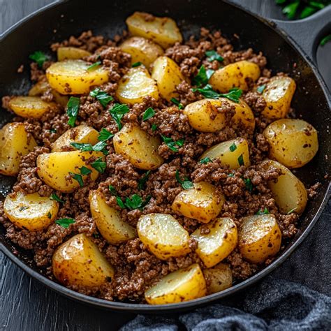 Ground Beef and Potatoes Skillet: – Recipe quick and easy