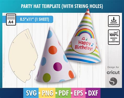 Party Hat Template Party Decorations Paper Hat Template - Etsy