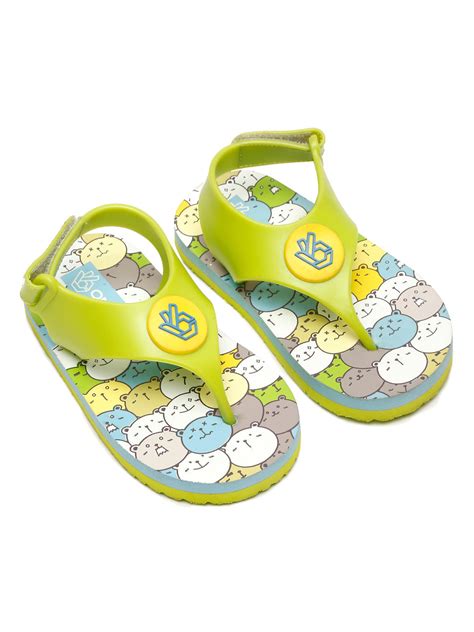 Premium Pumpkin Candy Flip-flops for Boys (Neon Green), Young Children