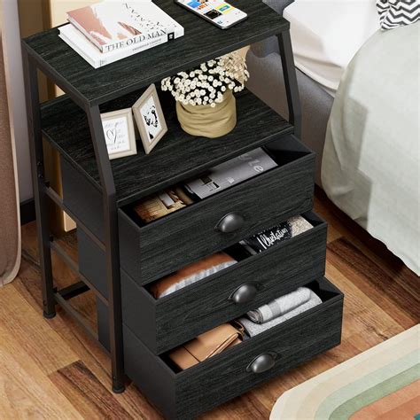 Furnulem Black Night Stand, Small Dresser for India | Ubuy