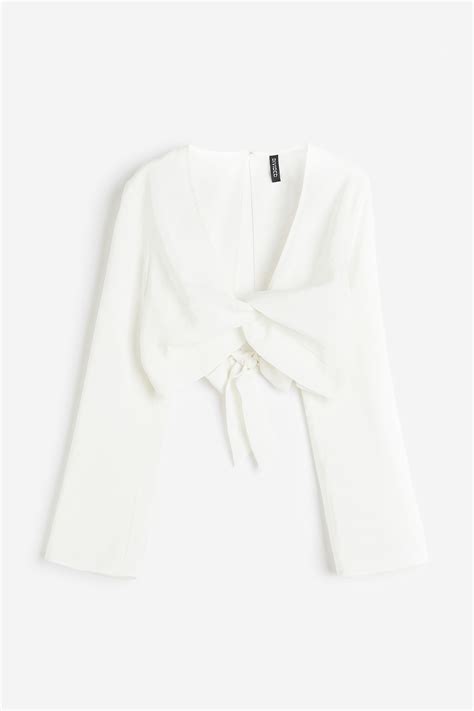 Knot-detail modal-blend blouse - White - Ladies | H&M IN
