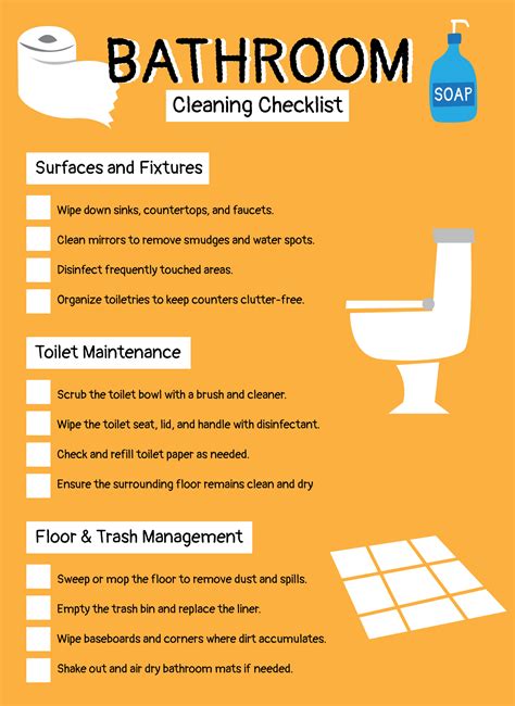 Printable Bathroom Cleaning Checklist Template
