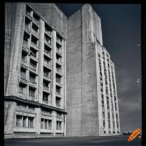 Photo of a Soviet Brutalist building on Craiyon