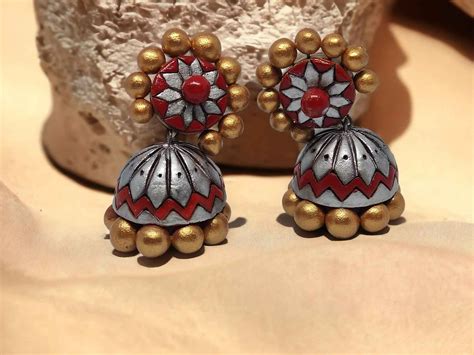 Buy traditional Jhumka terracotta earrings | Anusangi Collections