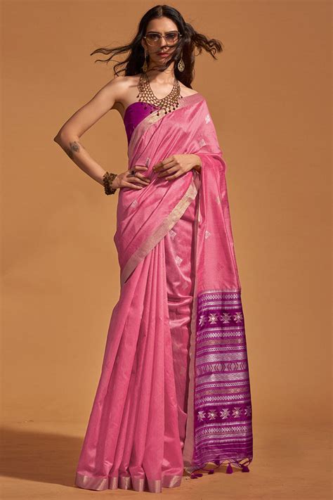 Raspberry Pink Zari Woven Banarasi Silk Saree – Armima