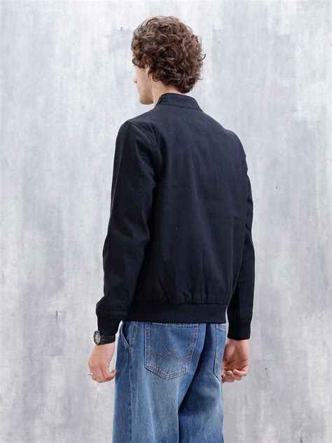 Wrogn Slim Fit Bomber Jacket | Black