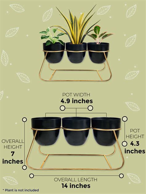 Trio Metal Pot - Black with Gold Stand