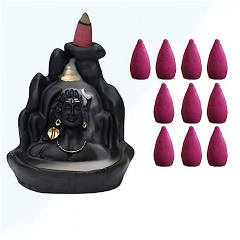 FAIRY FIRST® Mahadev Shiv ji Adiyogi Backflow Incense Burner Lord Shiva ...