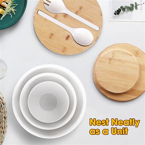 Salad Serving Bowls with Lid and Utensils, 10" Bamboo Fiber Large Salad ...
