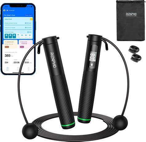 RENPHO Smart Skipping Rope with Counter, Adjustable Jump Ropes ...