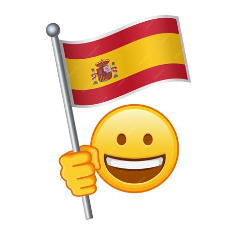 Premium Vector | Emoji with Spain flag Large size of yellow emoji smile