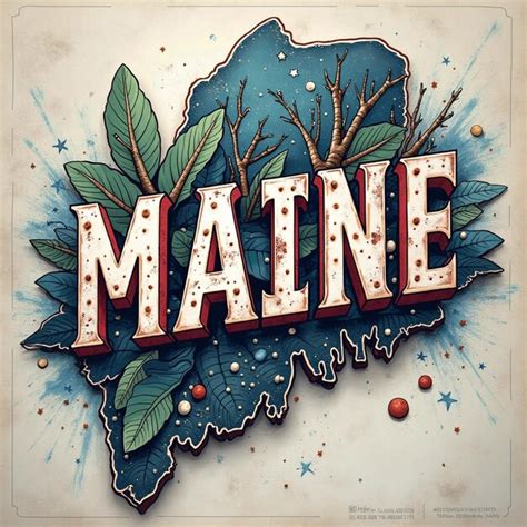 Map of maine surrounded by leaves and berries | Premium AI-generated image