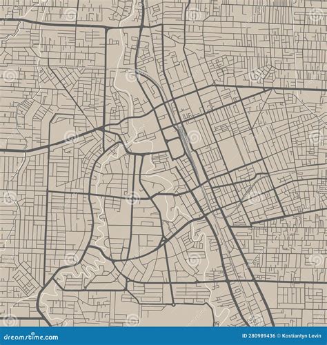 Vector Map of Medan, Indonesia. Urban City Road Map Art Poster Illustration Stock Vector ...