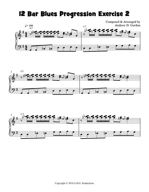 12 Bar Blues Progression Exercise 2 Sheet Music | Andrew D. Gordon ...
