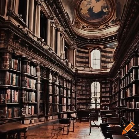 Dark academia library on Craiyon