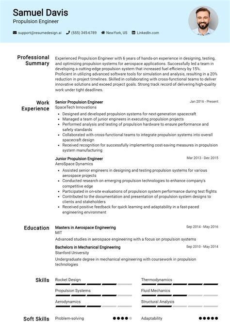 19 Rocket Propulsion Engineer Resume Examples And Templates for 2025 - ResumeDesign.ai