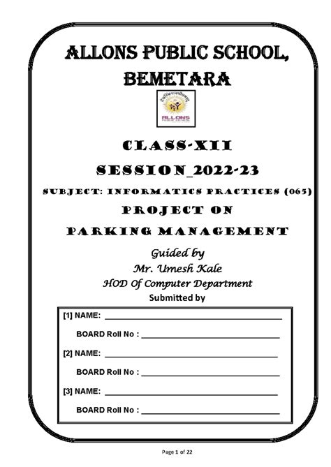 12-IP-065 Project: Smart Parking Management System Overview - Studocu