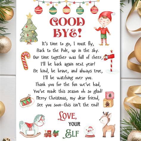 Goodbye Elf Letter,elf on the Shelf Letter Elf Departure Letter, Elf ...