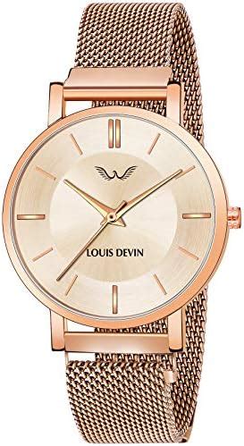 LOUIS DEVIN LD-RG137-RG Rose Gold Dial and Band Metal Mesh Chain Analog ...
