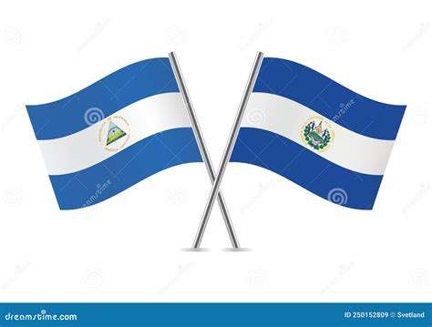 The Republic of Nicaragua and El Salvador Crossed Stock Vector ...