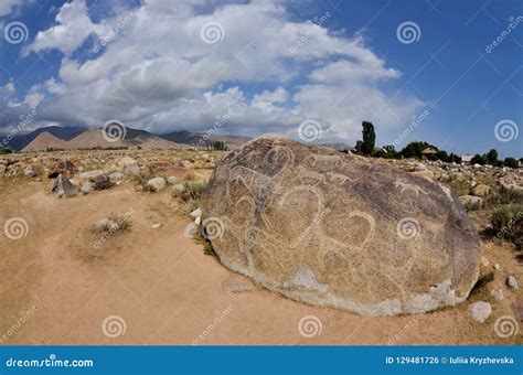 Ancient Petroglyph Depicting Mountain Goats Located in Cholpon Ata ...