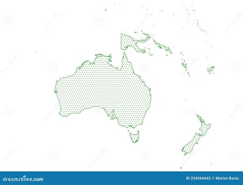Map Oceania with Green Outline and Dotted Surface Stock Illustration - Illustration of travel ...