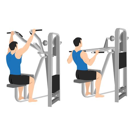 Man doing lever front pulldown, lat machine pull down. 32979932 Vector Art at Vecteezy