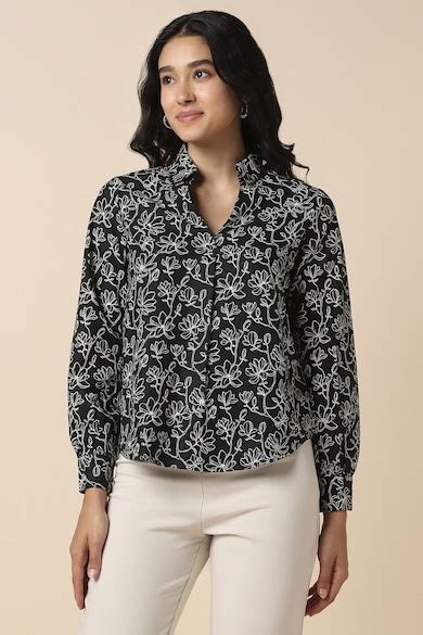 Buy Women Black Printed Long Sleeves Shirt Online - 39933890 | Allen Solly