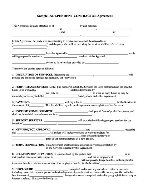 Independent Contractor Agreement Template Word