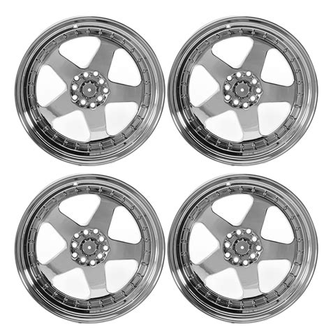 Ikon Motorsports (4) 18X9.0 +30 5X100 / 5X114.3 Step Lip 5 Spoke Wheels Rim Replacement for Most ...