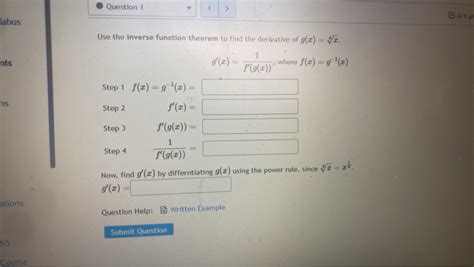 Use the inverse function theorem to find the derivative of g(x) = sqrt[4..