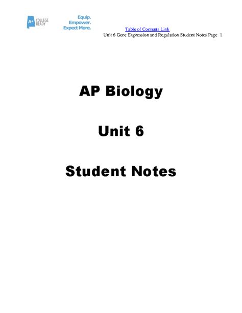 AP Biology Unit 6: Gene Expression and Regulation Student Notes - Studocu
