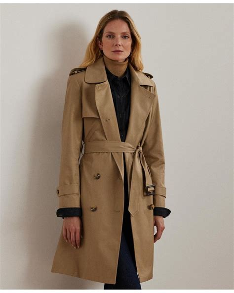 Ralph Lauren Petite Belted Water-resistant Trench Coat in Natural | Lyst