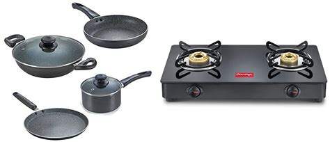 Buy Prestige Omega Granite Aluminium Kitchen Set, 4-Pieces, Black ...