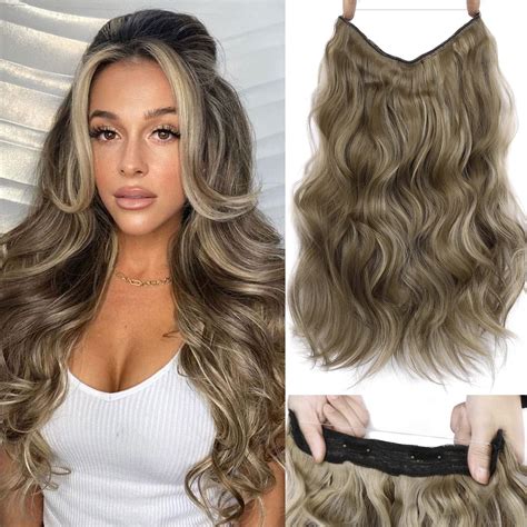 Amazon.com : NANNAN Invisible Wire Hair Extensions - Transparent Wire ...