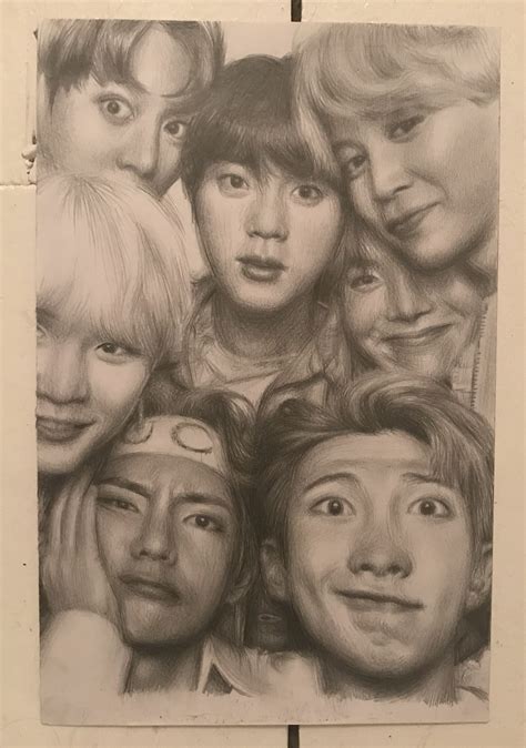 BTS Pencil Drawing | Bts drawings, Kpop drawings, Pencil drawings