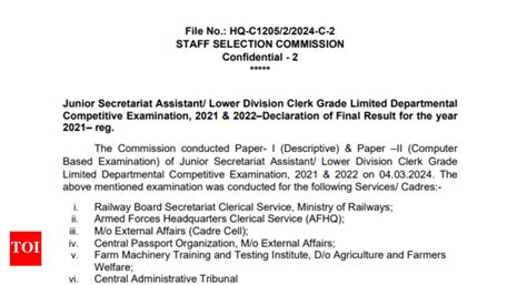 SSC JSA, LDC results declared for 2021 examination, check official ...