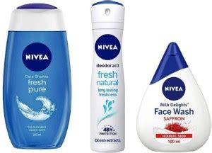 NIVEA Shower Gel Fresh Pure 250 Ml , Fresh Natural Deo 150 Ml , Milk ...