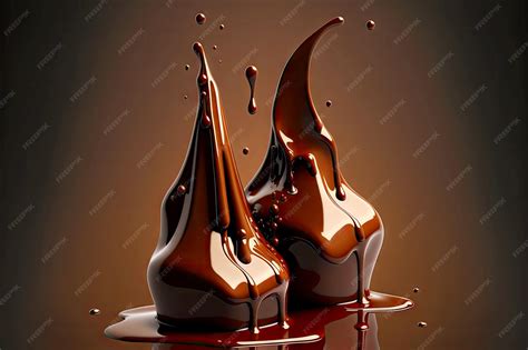 Premium Photo | Two drops of melting dark chocolate with chocolate splash
