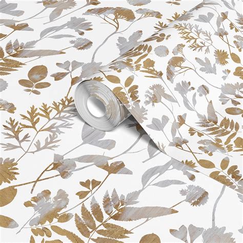 Herba Wallpaper in White Gold — Sasha Parfenova