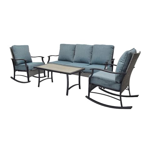 Style Selections Wallingford 4-Piece Wicker Patio Conversation Set with ...