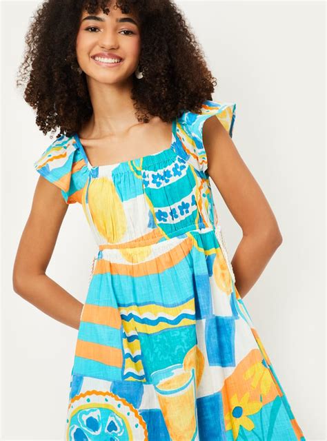 Buy Kalki x Max Women Printed Tie-Up Waist A-line Dress Online at just ...