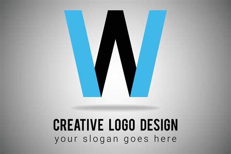 Letter W Logo in blue and black Color minimal logo design. Creative W letter Icon Vector ...